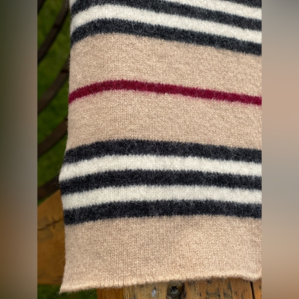 Mens BURBERRY NOVA STRIPE🔥💯% Lambswool UPSCALE SCARF🔥PRISTINE🔥NEW🔥63”x8”🎁 - Picture 6 of 11